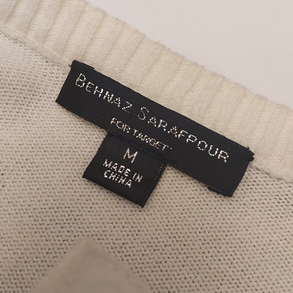 Behnaz Sarafpour Size Medium Black and White Lacy Overlay Snap Button Cardigan - Picture 6 of 8